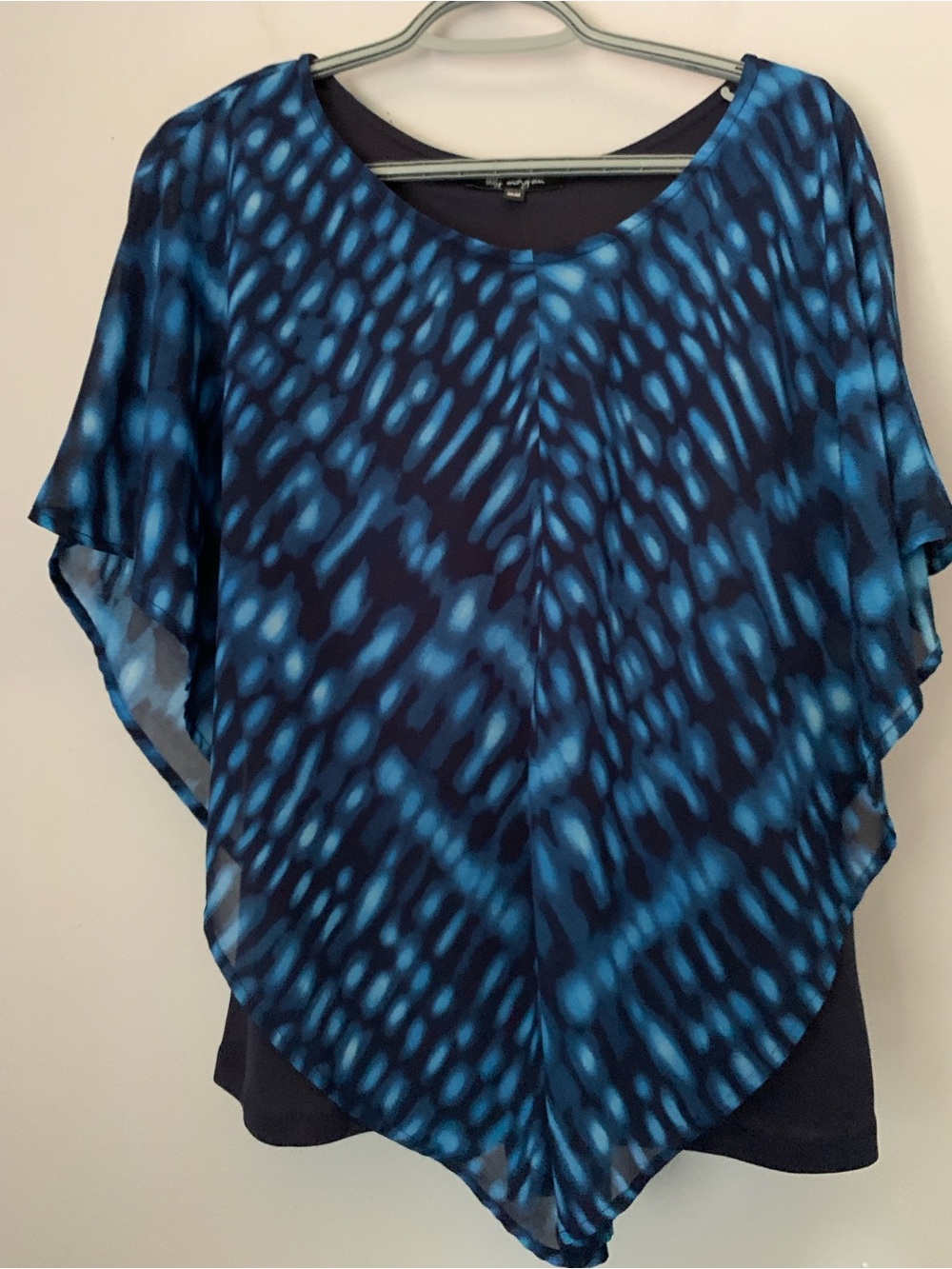 Blue Patterned Layered Tunic Top Lily Morgan Medium